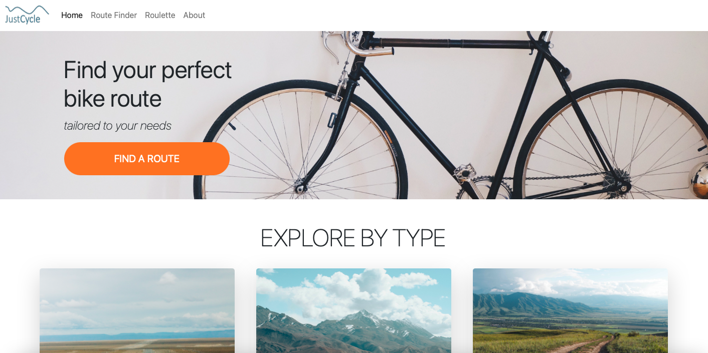 Screenshot of Just Cycle website
